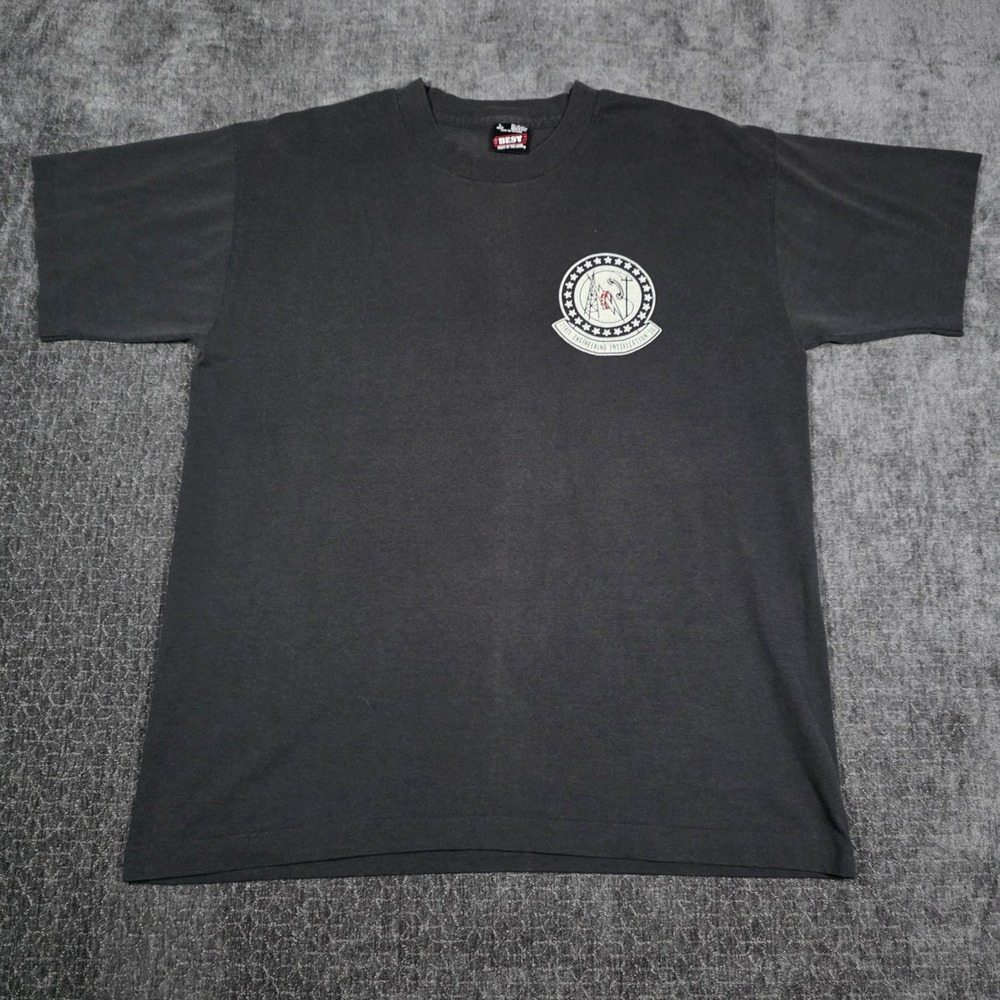 Vtg 90s Fruit of the Loom 218th Engineering Installation Union T-Shirt L Black